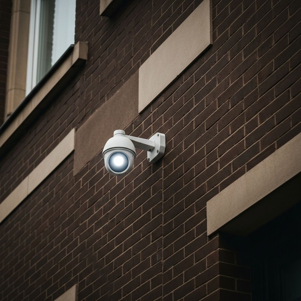 Security camera installing on a building